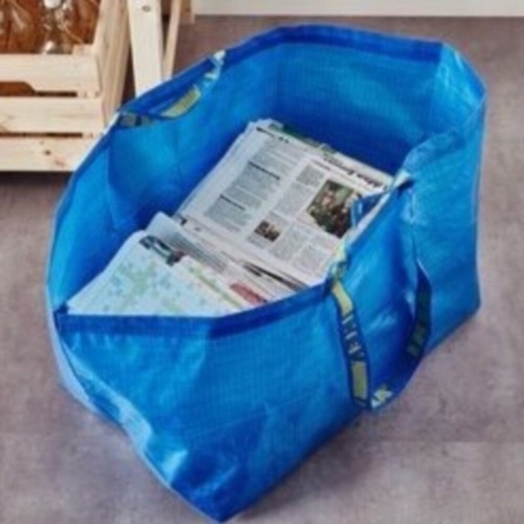 IKEA Reusable Frakta Tote Bag NEW NWT Blue Set Of 3 Storage Shopping Bag - Picture 3 of 8